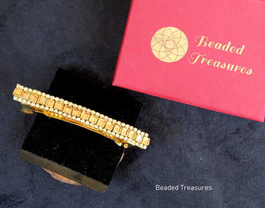Gold Stone Hair Clips - Beaded Treasures Bengaluru