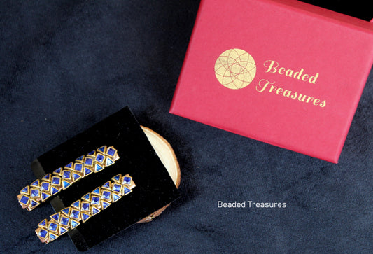 Blue Stone Hair Clips (Pair) - Beaded Treasures