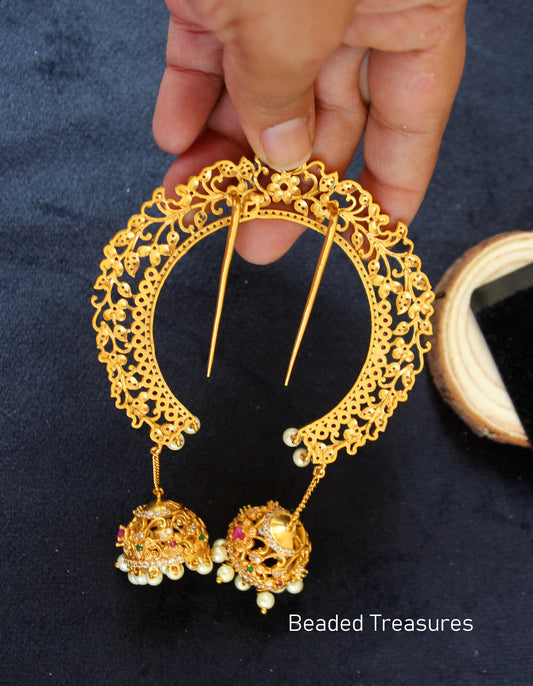 Antique Jadaau Peacock Hair Brooch - Beaded Treasures