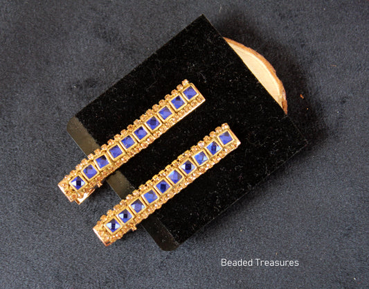 Blue Stone Hair Clips (Pair) - Beaded Treasures