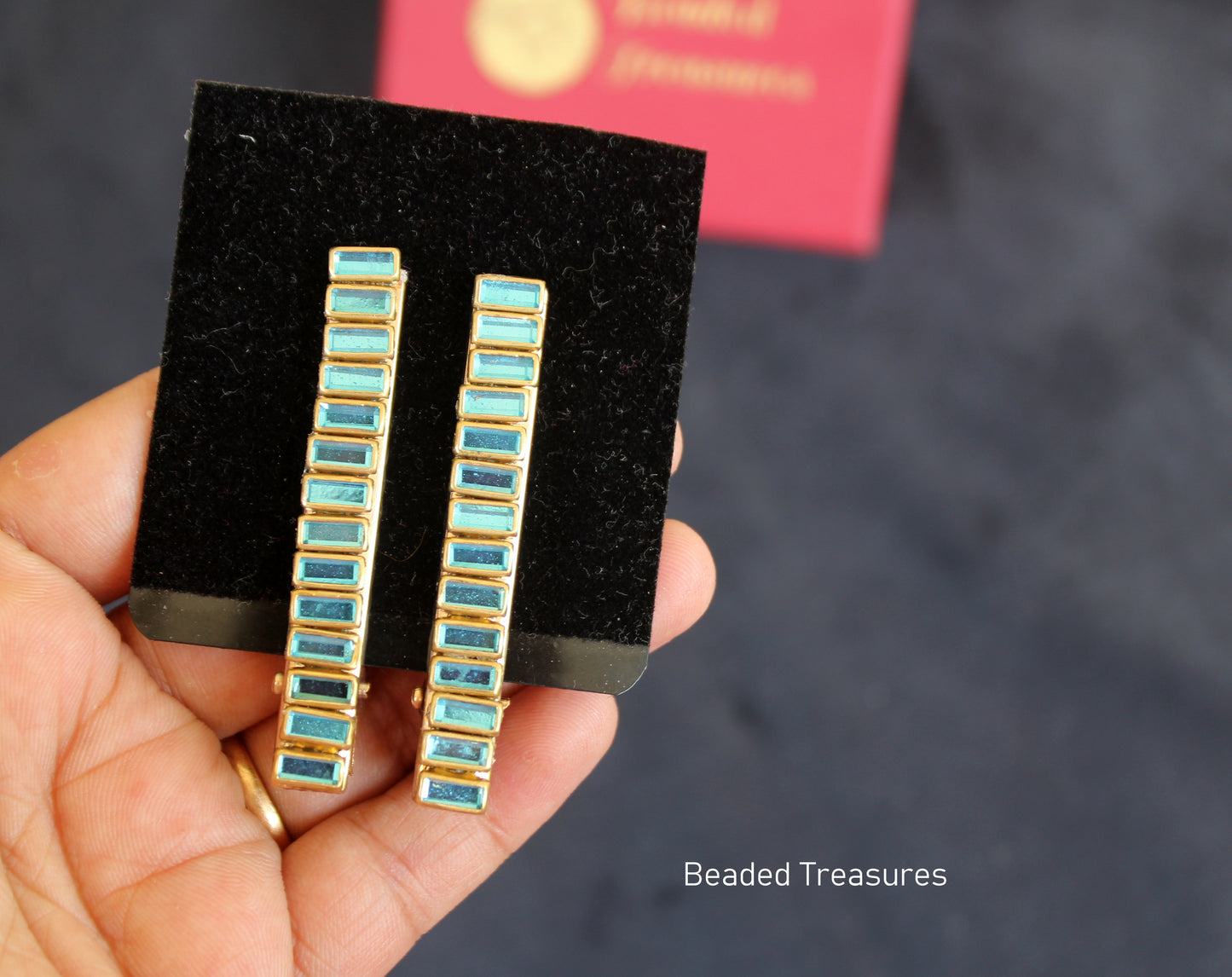 Blue Stone Hair Clips (Pair) - Beaded Treasures