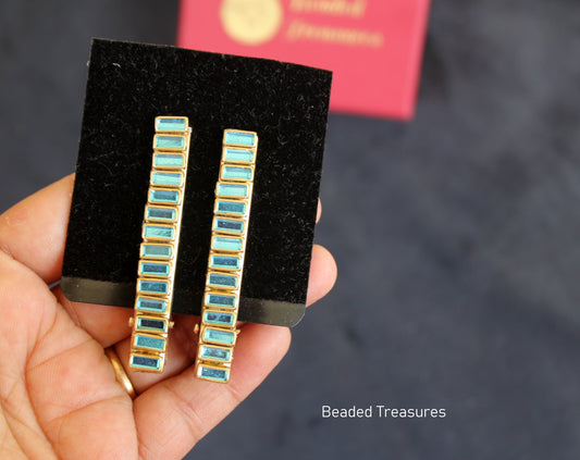 Blue Stone Hair Clips (Pair) - Beaded Treasures