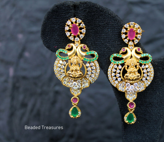 Lakshmi Premium Quality Gold Earrings with Kemp & Emerald - Beaded Treasures