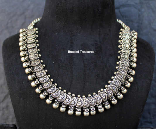 German Silver Lakshmi Devi Necklace - Beaded Treasures