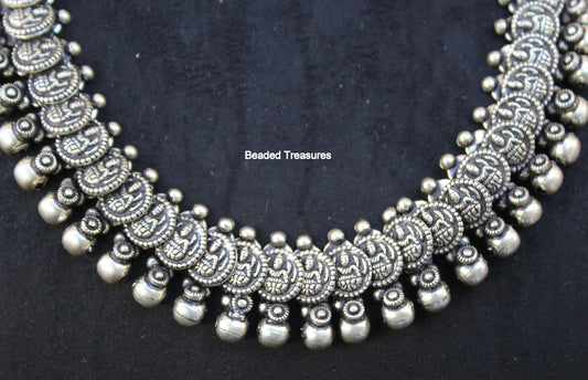 German Silver Lakshmi Devi Necklace - Beaded Treasures