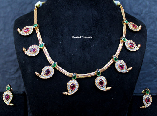 Kemp Stone Mango Necklace Set with Earrings - Beaded Treasures