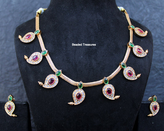 Kemp Stone Mango Necklace Set with Earrings - Beaded Treasures