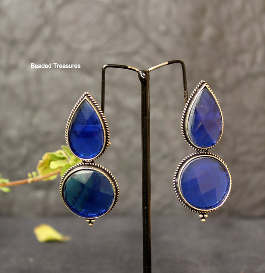 Sterling Silver Blue Stone Dangle Earrings - Beaded Treasures