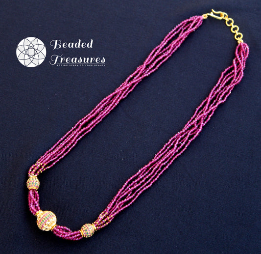 Multi-Strand Ruby Beads Necklace - Beaded Treasures