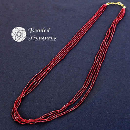 Multi-Layered Maroon Hydro Crystal Necklace - Beaded Treasures