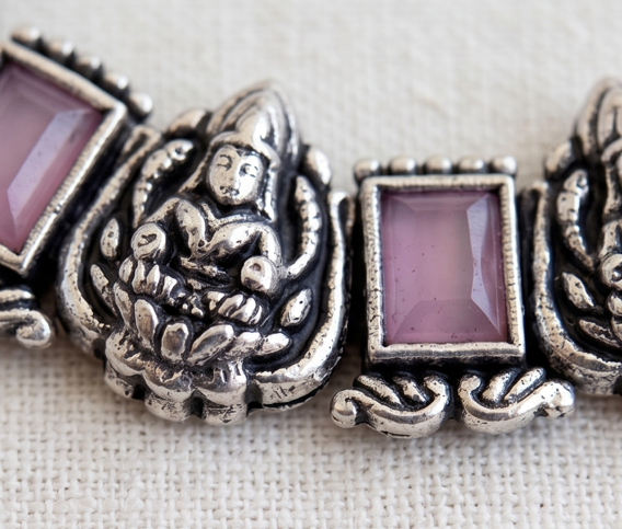 Antique Oxidised Silver Lakshmi Kasu Necklace Set - Beaded Treasures