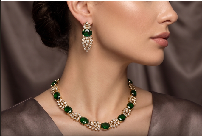 Emerald Lussie Victorian Jewellery Set - Beaded Treasures