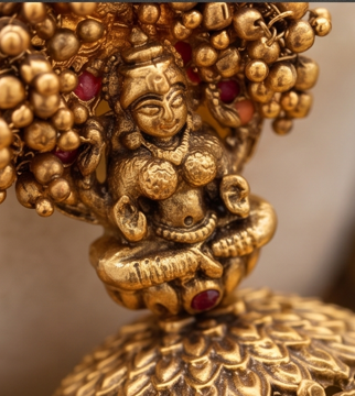 Goddess Lakshmi Big Jhumki Earrings - Beaded Treasures