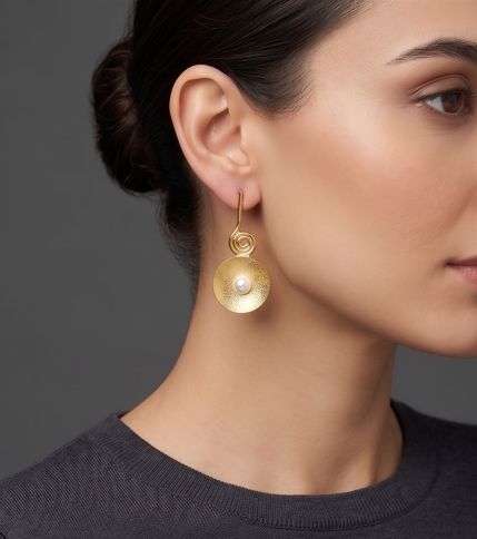Gold Plated Brass & Pearl Earrings - Beaded Treasures