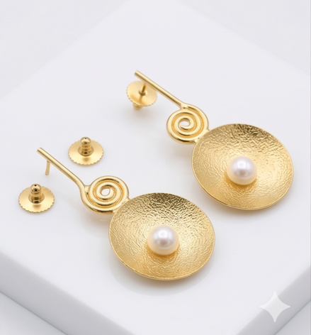 Gold Plated Brass & Pearl Earrings - Beaded Treasures