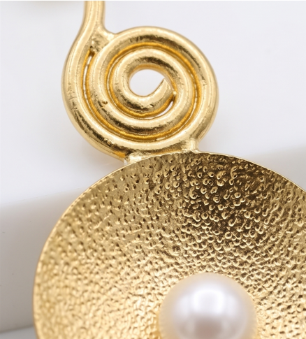 Gold Plated Brass & Pearl Earrings - Beaded Treasures