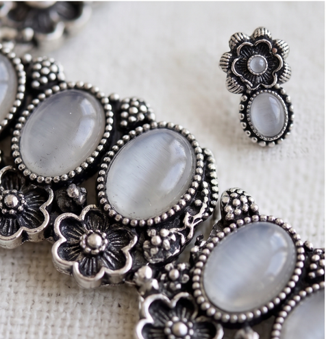 Oxidised Silver Plated Choker Set - Beaded Treasures